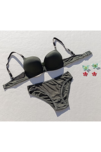 siyalife Ribbed Padded Bra and Panty Underwear Set