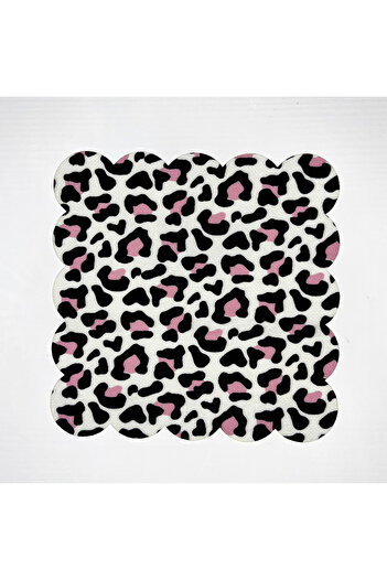 DECO Leopard Patterned Black Pink Cocktail Napkin - Laser Cut and Washable