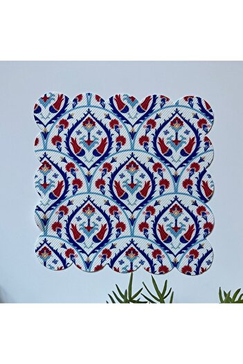 DECO Digital Printed Tulip Tile Pattern - Laser Cut Decorative Cocktail Napkins