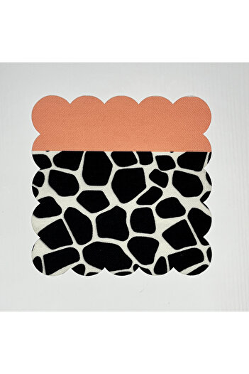 DECO Salmon Colored Giraffe Patterned Digital Printed Cocktail Napkin - Washable Laser Cut