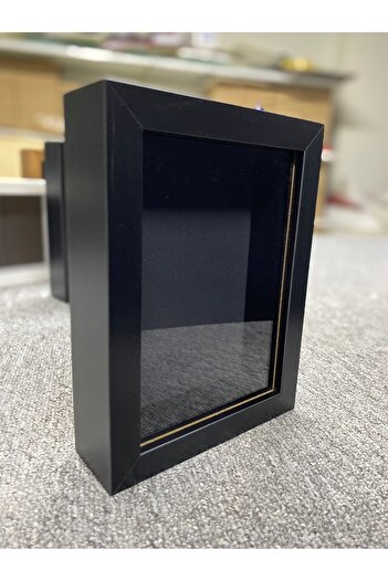 Sevcan sanat atölyesi Black Paspartu Background with 15X20X3 Glass - Memory-Keepsake Frame and Flower-Rose Storage Box