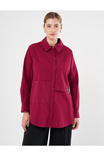 Kayra Cotton Tunic - Cherry with Chain Detail