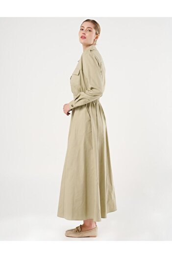 Kayra Elastic Waist Maxi Dress Mildew Green