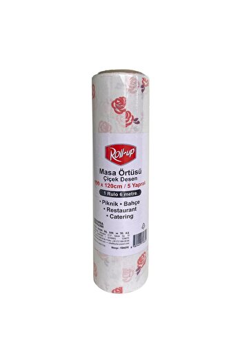 Roll-Up Față de masă laminată din hârtie de unică folosință - 100x150 Cm. - Model floral - 16 foi 3 role