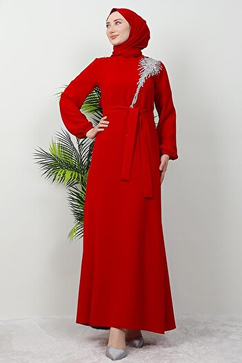GİZ AGİYİM Red Sinem Hijab Dress
