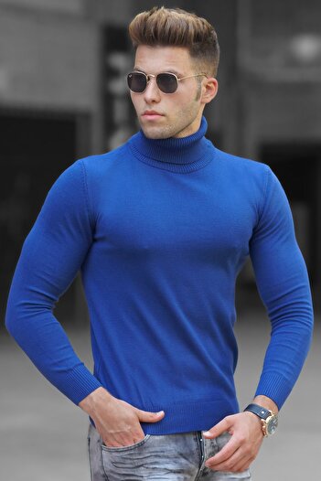 Madmext Indigo Turtleneck Sweater 4656
