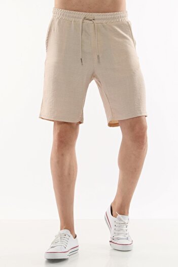 CEDY DENIM Men's Summer Synthetic Linen High Waist Elastic, Loose Fit Shorts C348