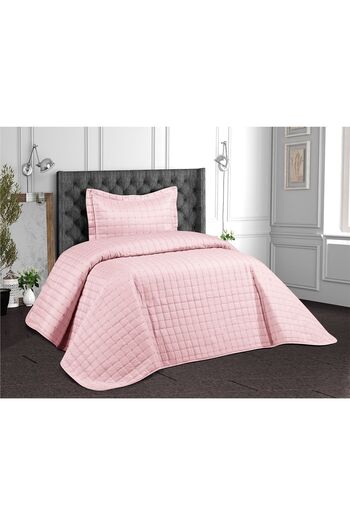 REYS Star Quilted Single Bedspread Set - Powder -