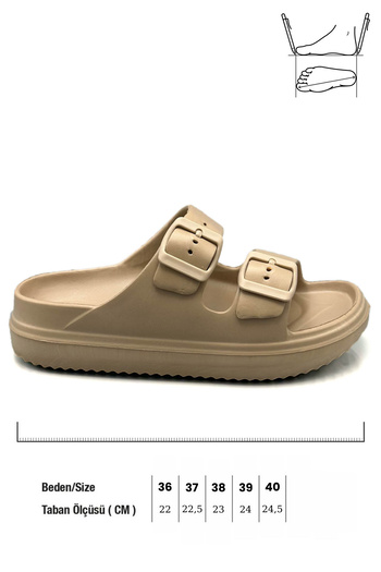 sermoda Lightweight Eva Sink Slippers - Double Buckle Summer Beach and Pool Slippers - Mink