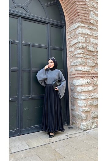 modamafra Siyah Rue Şifon Etek