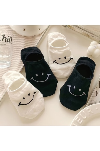 çorapmanya 4 Pairs Smiling Face Patterned Women's Multicolor Invisible Sneaker Socks