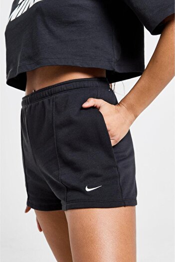 Nike Sportswear Chill Terry Yüksek Belli Dar Kesim Siyah Kadın Spor Şort