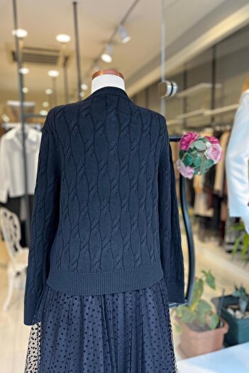 Unıquemode UW251043 UNIQUE DANTEL DETAYLI TRİKO HIRKA
