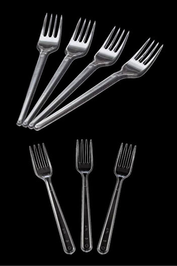 Özkan Ambalaj Temizlik 1 Pack 100 Pcs Plastic Eco Medium Thick Dinner Fork Disposable Fork