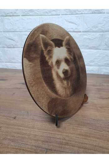 Tasarım 18,5x18,5 Cm Ahşap Yakma Sevimli Köpek Tablo