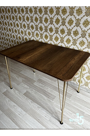 Yirmi15 Gold Metal Ayaklı 70x110 Barok  Mutfak Masası -Balkon-Çalışma Masası