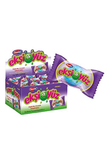 SAADET Sour face sugar chewing gum with blackberry flavor 1x100