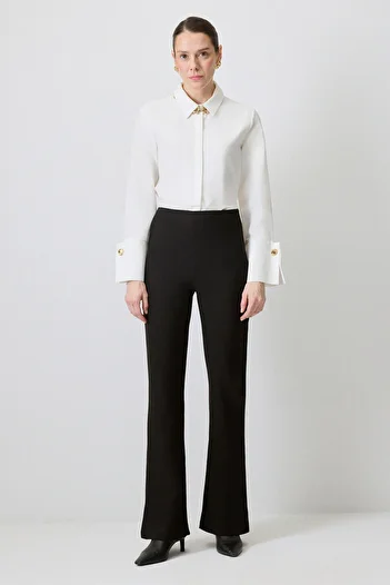 Touché Privé Crepe Pants with Slip Detail