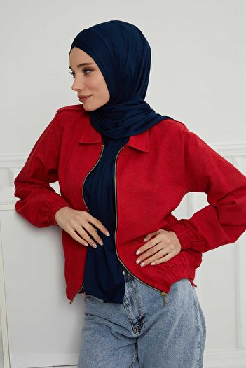 Aisha's Design Πρακτικό χτενισμένο βαμβακερό σάλι με σταυρό στο μπροστινό μέρος, PS-40, Σκούρο μπλε