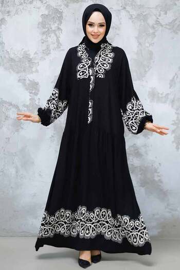 Neva Style Μαύρο Φόρεμα Hijab - Μοτίβο, Μοντέλο 18237S