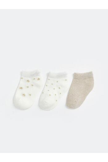 LC Waikiki Lcw Baby Embroidered Baby Girl Booties Socks 3-Piece