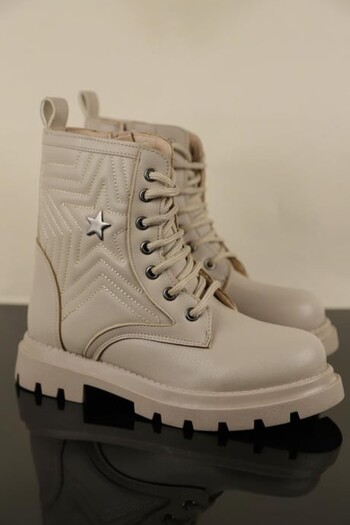 Vicco Size 31-35 Girl's Beige Color Christie Boots