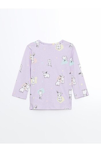 LC Waikiki LCW Kids Bisiklet Yaka Uzun Kollu Baskılı Kız Bebek Pijama Takımı