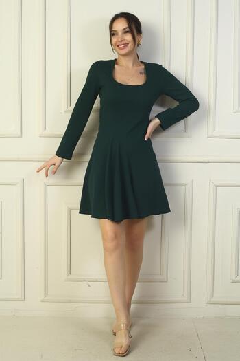 By Saygı Women's U Neck Short Crepe Dress