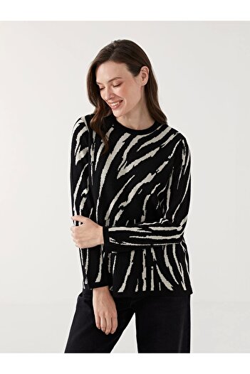 LC Waikiki Crew Neck Patterned Women's Knitwear Sweater