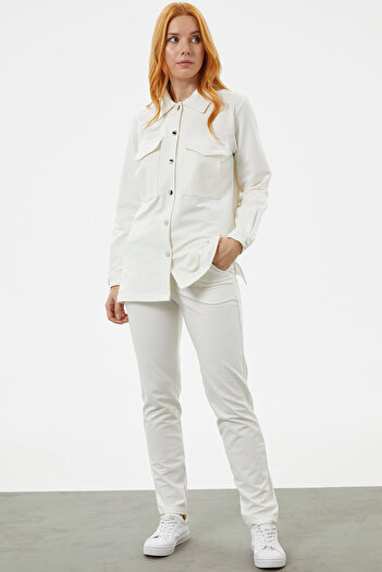 Sementa Ecru Snap Pocket Detailed Tunic Tracksuit Set