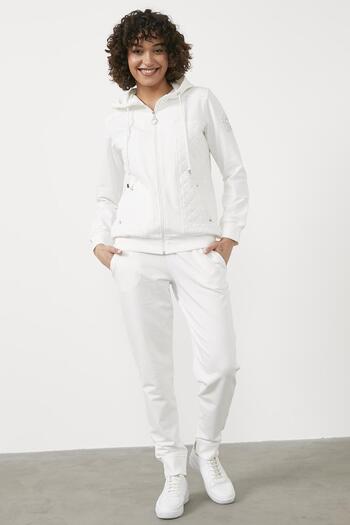 Sementa Quilted Detailed Hooded Tracksuit - Ecru