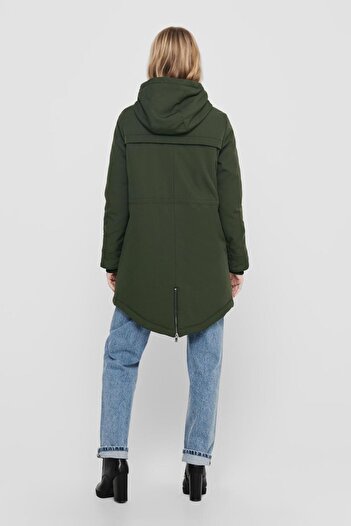 ONLY Dark Green Women's Coat with Hood 15192522