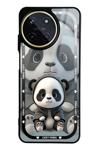 Spoyi Oppo Realme 11 White Lucky Panda Design Glossy Phone Case