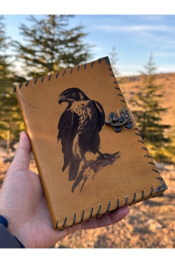 zarif atölye Atmaca Şahin Bird Design Leather Notebook