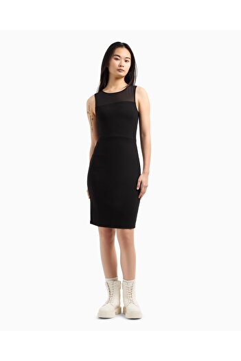 Armani Exchange Women's Round Neck Sleeveless Short Black Dress Xw 000943   Af13729-Uc001