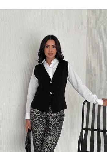 Noa Noa Button Detailed V-Neck Knitwear Vest