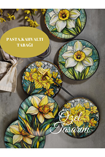 EMBazaar 6-Piece Narcissus Series Cake, Presentation, Breakfast Plate Set Service Set Catering Set