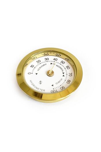 Genel Markalar Analog Higrometre Nem Ölçer Humidor Puro Kutusu Için Metal Çerçeve Sarı-beyaz 37mm
