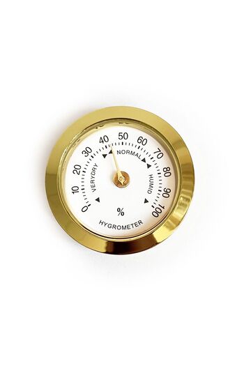 Genel Markalar Analog Higrometre Nem Ölçer Humidor Puro Kutusu Için Metal Çerçeve Sarı-beyaz 37mm