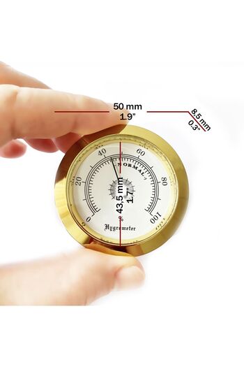 OEM Analog Higrometre Nem Ölçer Humidor Puro Kutusu İçin Metal Çerçeve Sarı-Beyaz 50mm