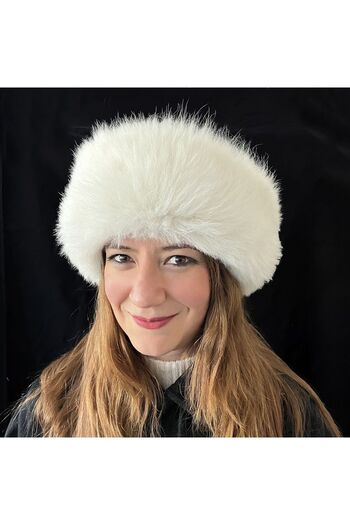 Shark Anatolia Handmade 100% Wool White Fur Women's Real Leather Börk Hat