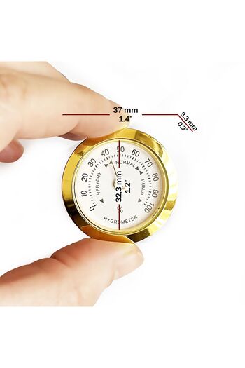 Genel Markalar Analog Higrometre Nem Ölçer Humidor Puro Kutusu Için Metal Çerçeve Sarı-beyaz 37mm