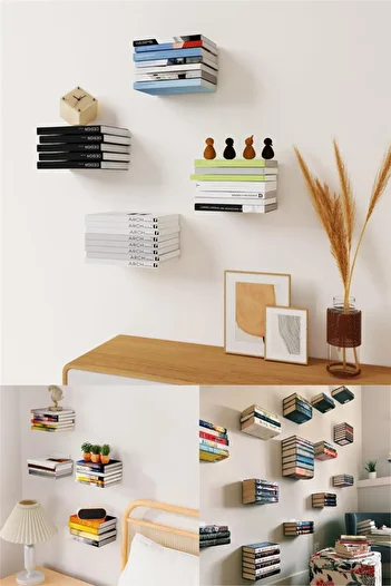 omilife Magician Shelf Wall Shelf Metal Bookshelf Hidden Bookshelf Invisible Decorative Wall Bookshelf 6 Pieces