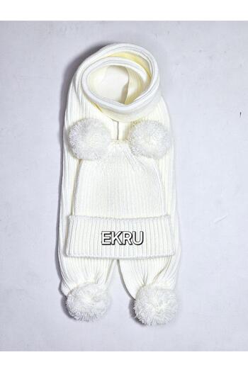 Meriç bebe Girls&Boys Thessaloniki Knitted Pompom Scarf Beanie Set 1-5 Years
