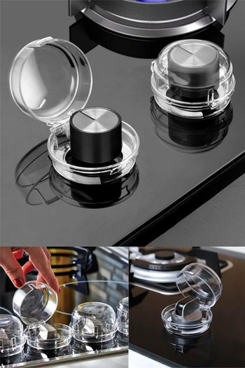 omilife 2 Pieces of Stove Oven Button Protective Cover Baby Safety Apparatus Leaves No Marks Mounting-Free Lock