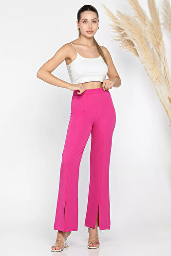 julude Fuchsia Women's Slit Leg Style Trousers
