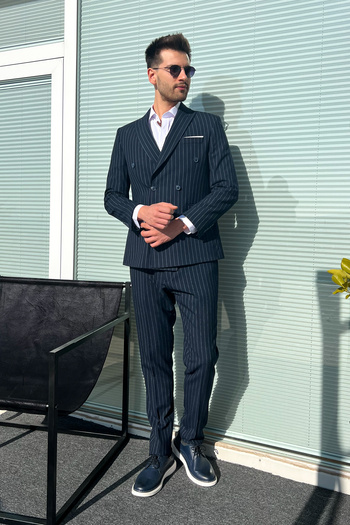 ModaPlaza Men's Double Breasted Suit 4013