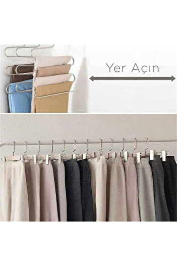 omilife Pantolon Ve Eşarp Askısı Çok Amaçlı 5 Katlı Dekoratif Metal Askı 1 Adet