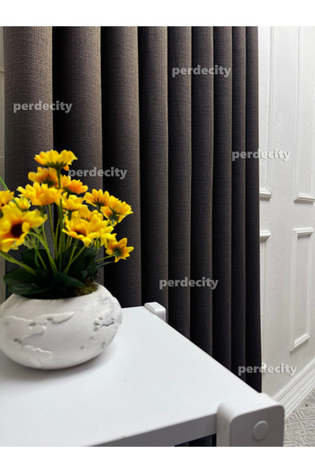 PERDECITY Natural Linen Background Curtain Single Wing (No Pleats) Straight Sewing