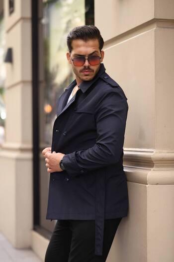 gm giyimarket Men's Seasonal Trench Coat